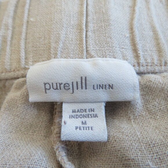 J. JILL PURE JILL 100% Linen Trapunto Stitched Cropped Pants in Cream Lagenlook - Picture 12 of 13